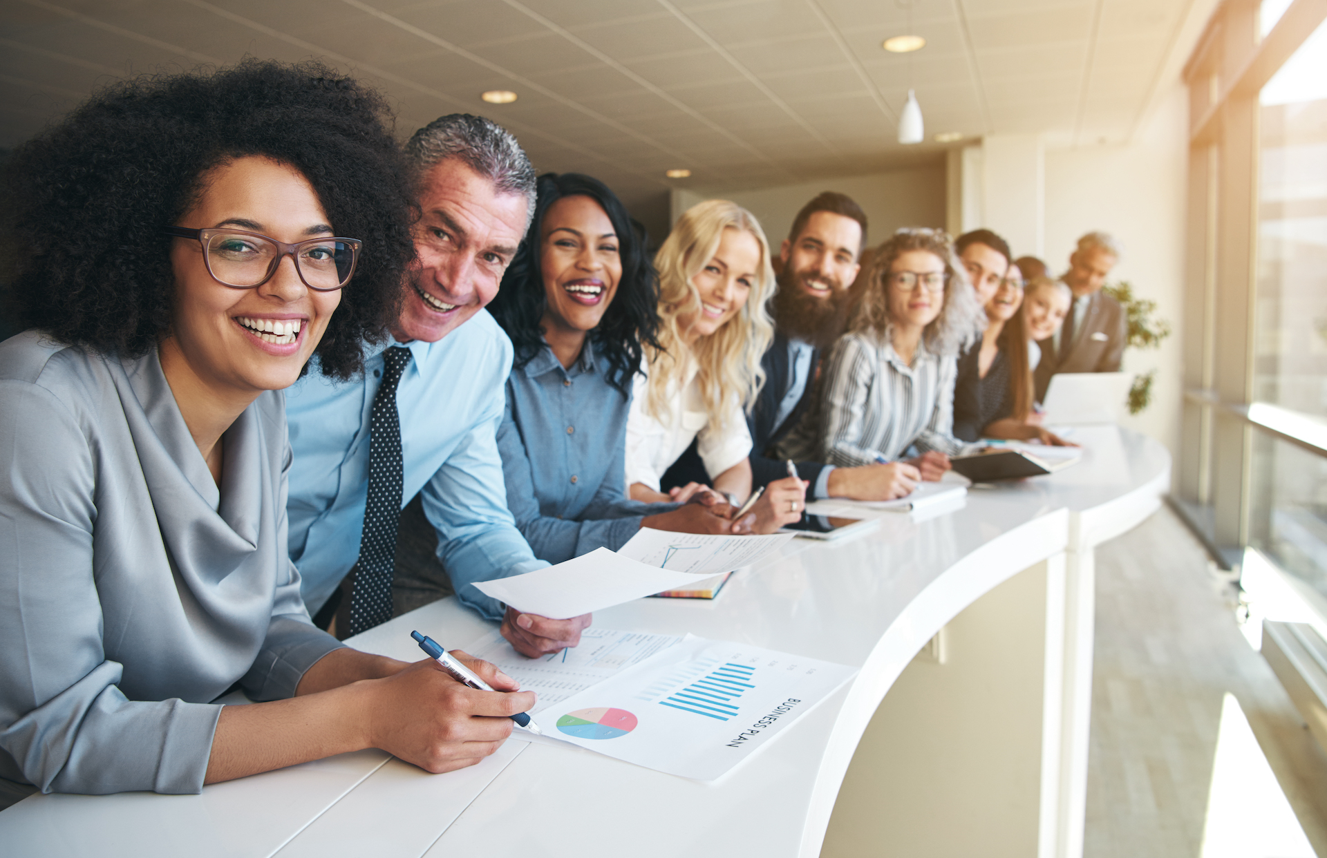 Executive team welcome smiling